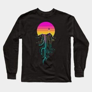 Synth Mountain Sunrise Long Sleeve T-Shirt